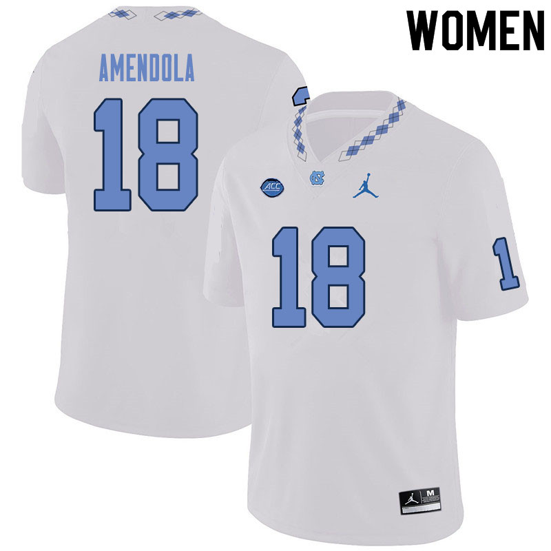 Women #18 Vincent Amendola North Carolina Tar Heels College Football Jerseys Sale-White